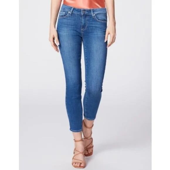 Paige Verdugo High Rise Crop Skinny Jeans in Forever Wash Blue 33 / 16 - Picture 1 of 11